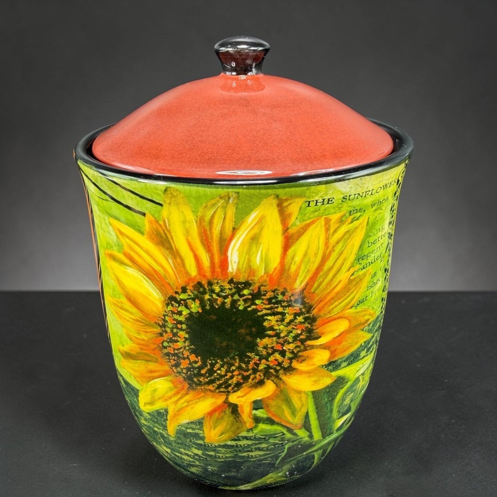 Certified International Sunflower Bee La Fleur Ceramic Canister Jar with Lid VTG